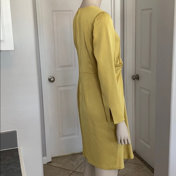 Ann Taylor petite Triacetate olive mist Twist shift dress-2P - Picture 3 of 9